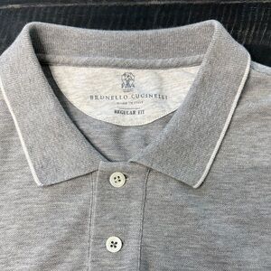 Brunello Cucinelli Light Gray Polo Shirt for Men